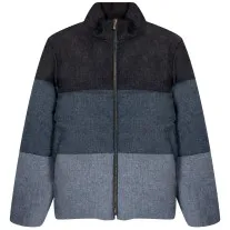 Thom Browne Reversible Navy Funnel Neck Jacket - Donegal Tweed & 4-Bar