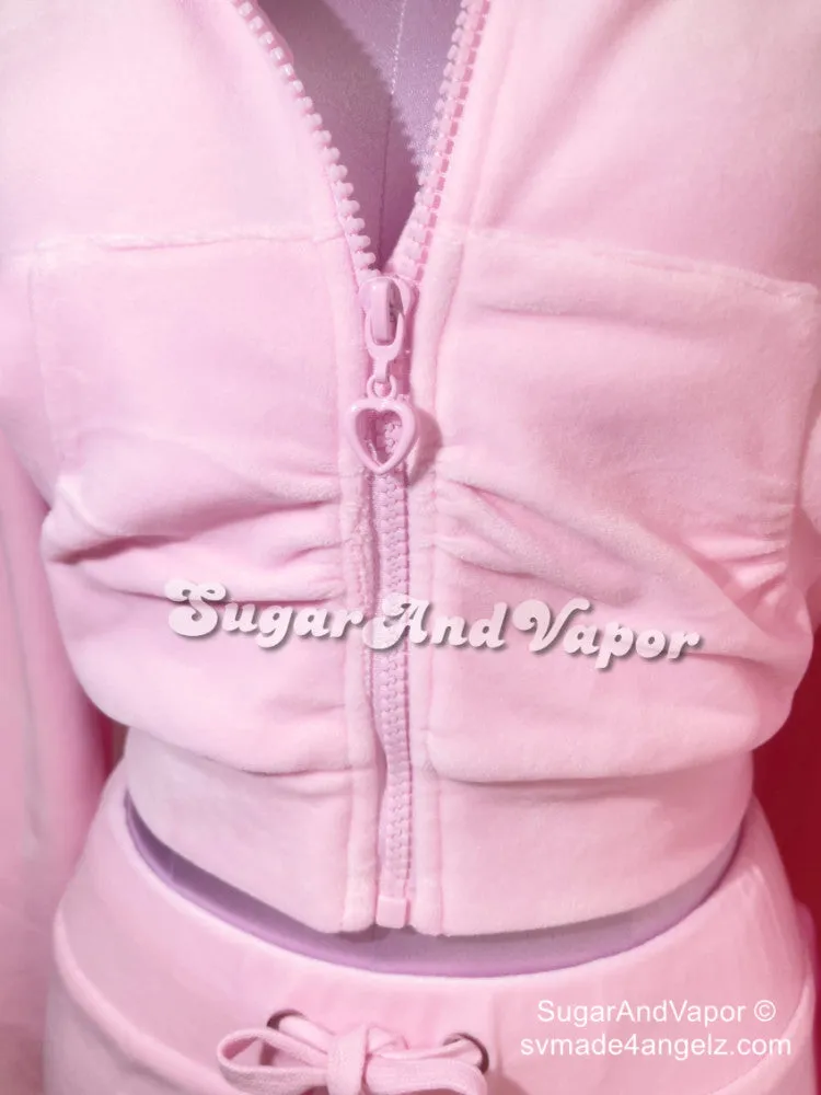 Tiana Baby Pink Velour Tracksuit 2.0 - Luxe