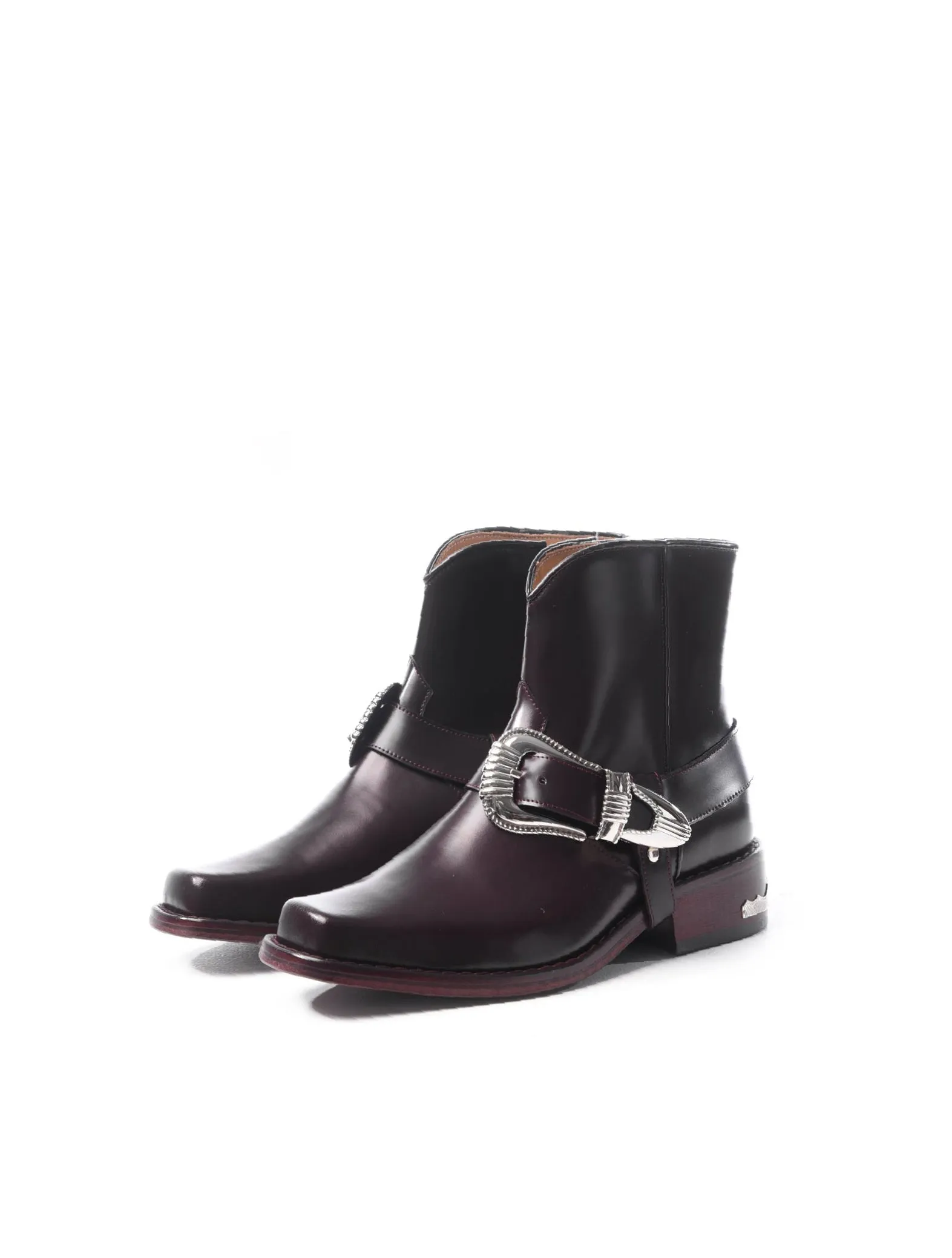 Toga Buckle Boots in Oxblood Leather