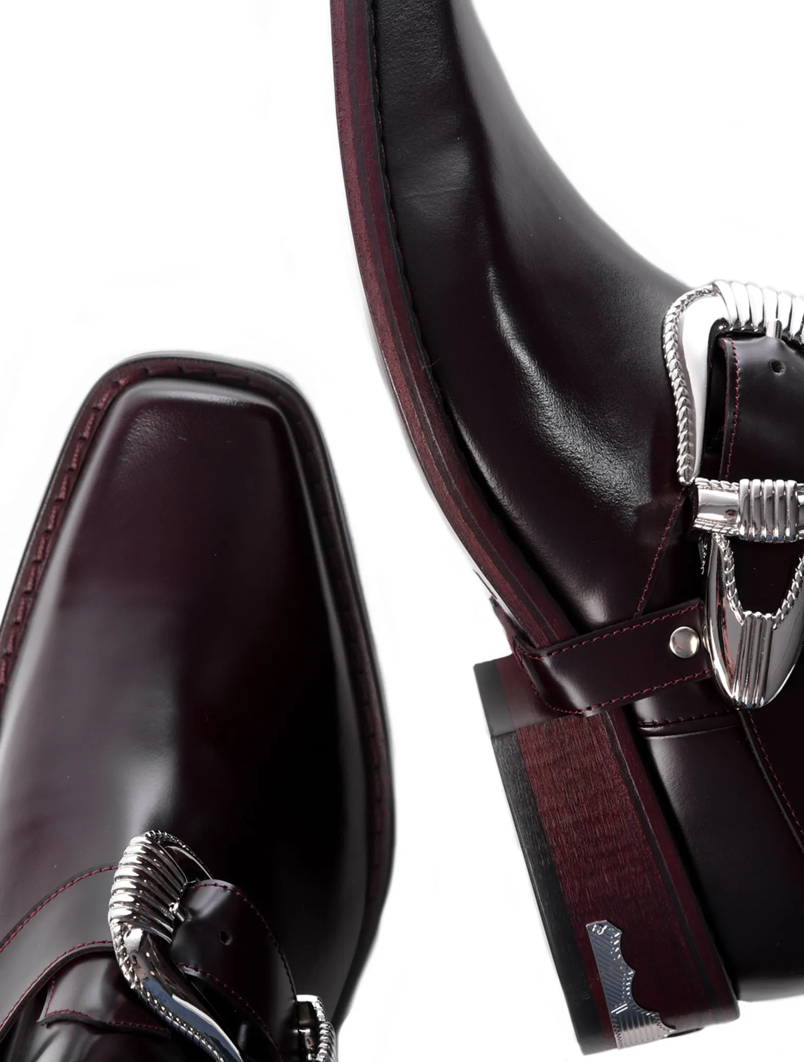 Toga Buckle Boots in Oxblood Leather