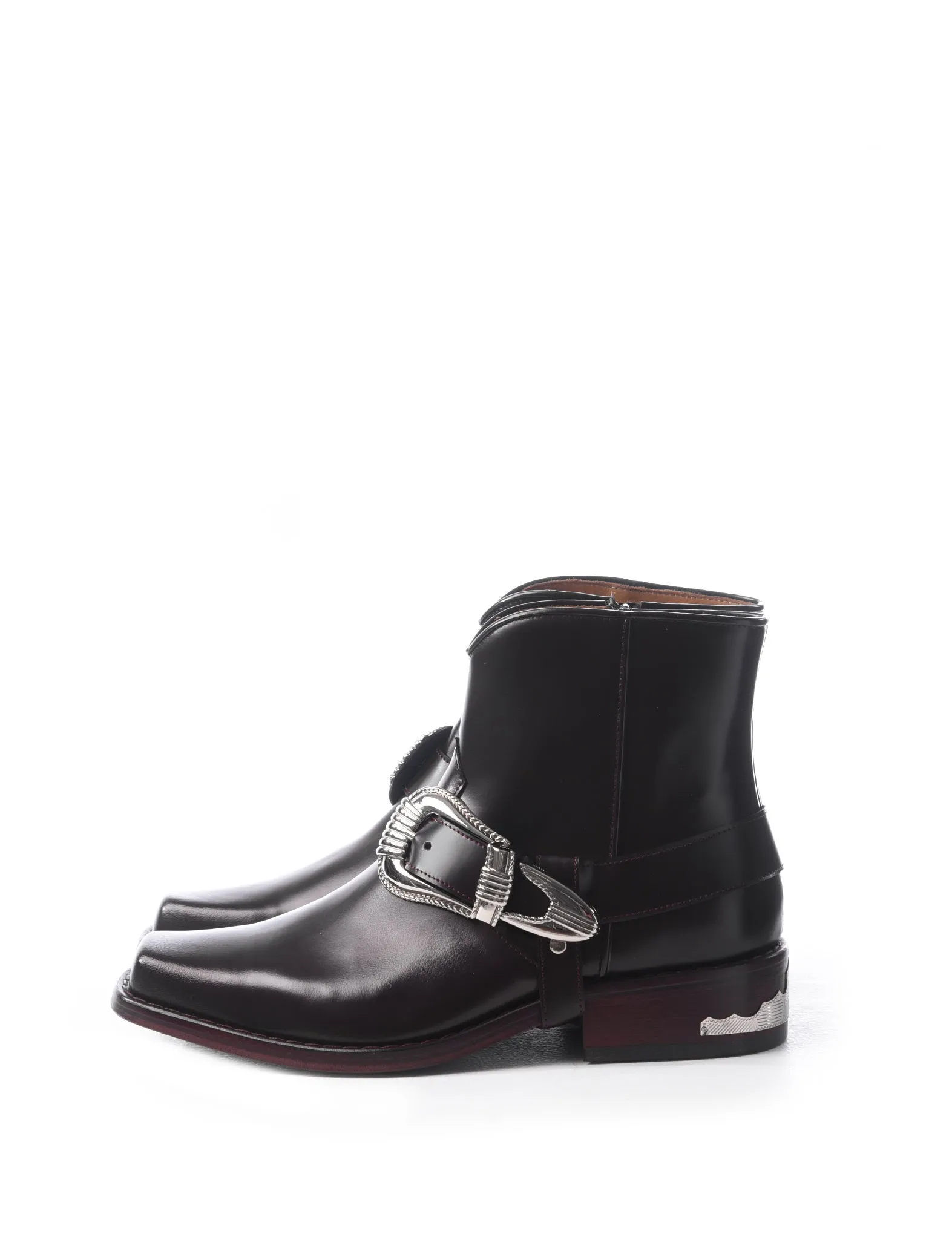 Toga Buckle Boots in Oxblood Leather