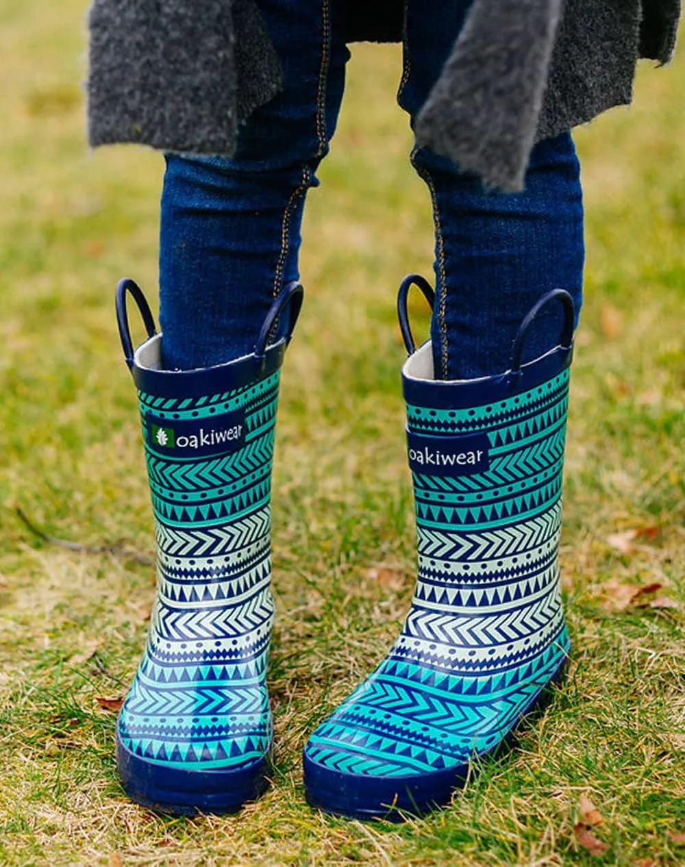 Tribal Loop Handle Rubber Rain Boots