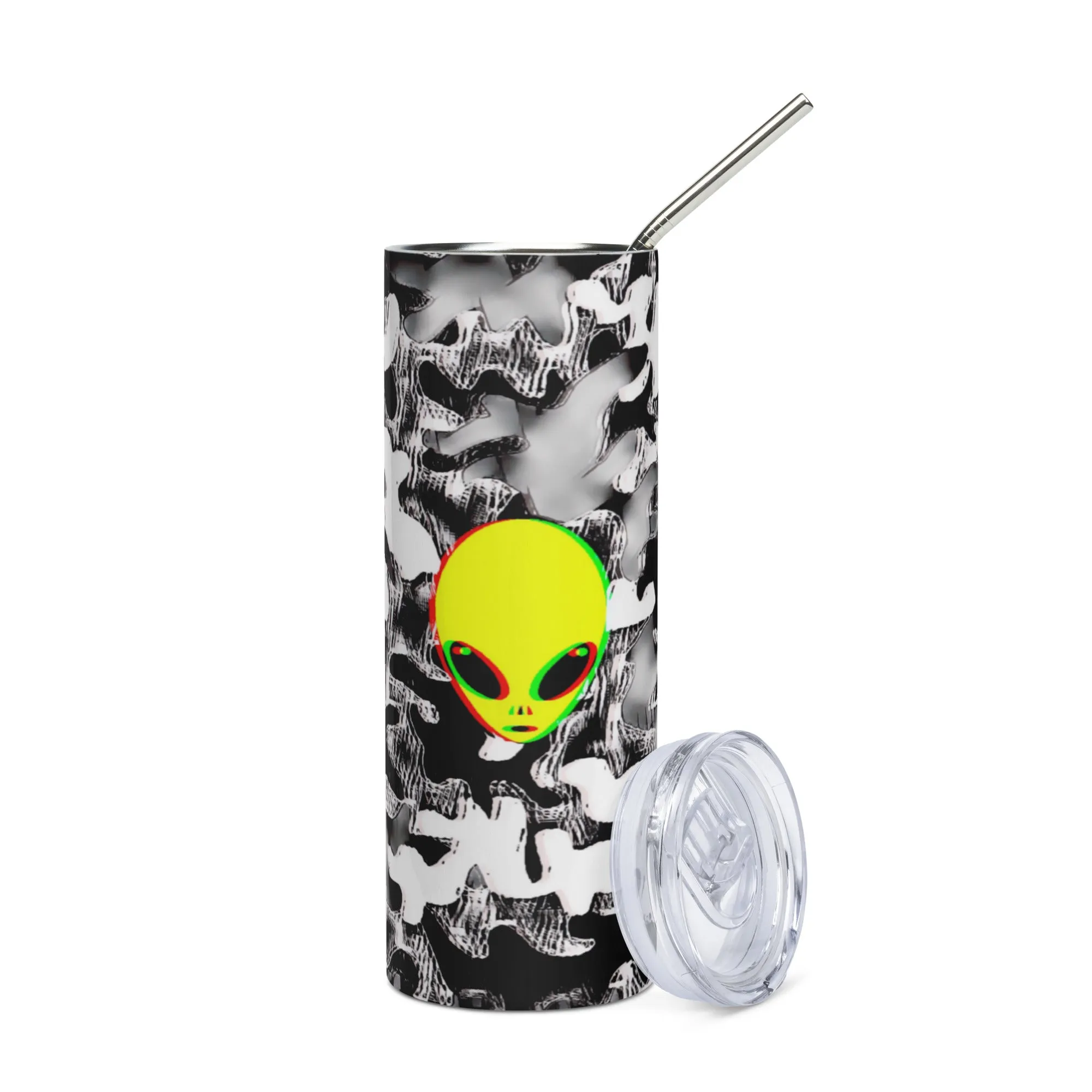 Trippy Alien Camo Stainless Steel Tumbler, 20 oz