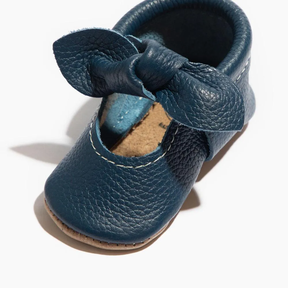 True Navy Bow Baby Shoe