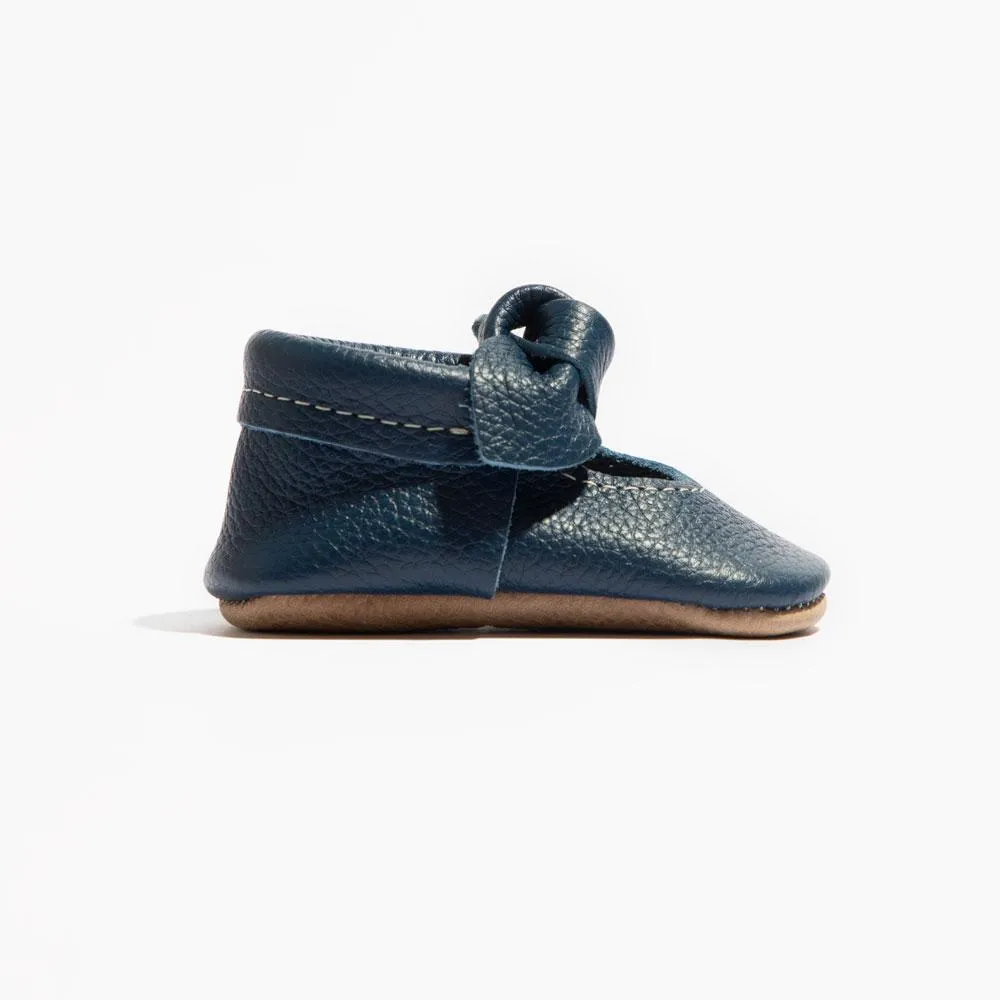 True Navy Bow Baby Shoe