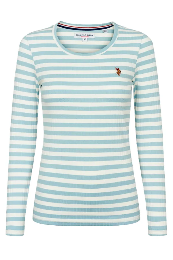 U.S. Polo Association Women's Long Sleeve T-shirt, Cerulean Blue