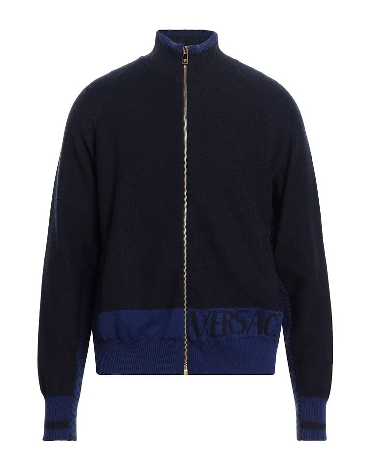 Versace Wool Cashmere Logo Cardigans