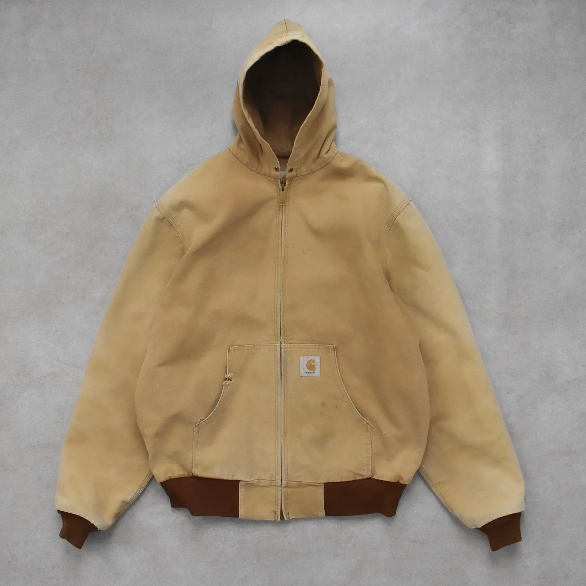 Vintage Carhartt Beige Active Hoodie Jacket - L