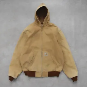 Vintage Carhartt Beige Active Hoodie Jacket - L