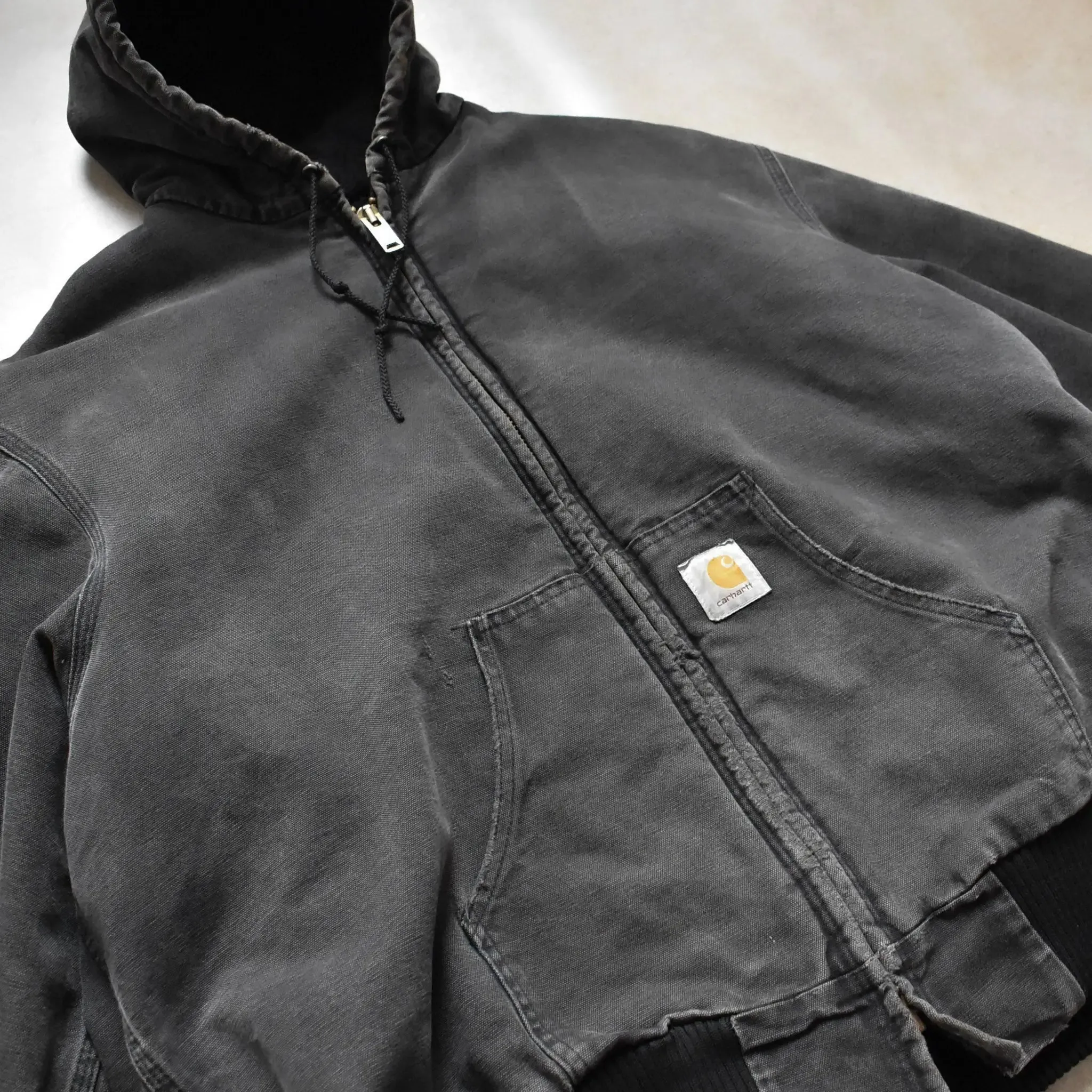 Vintage Carhartt Black Active Hoodie Jacket - 2XL