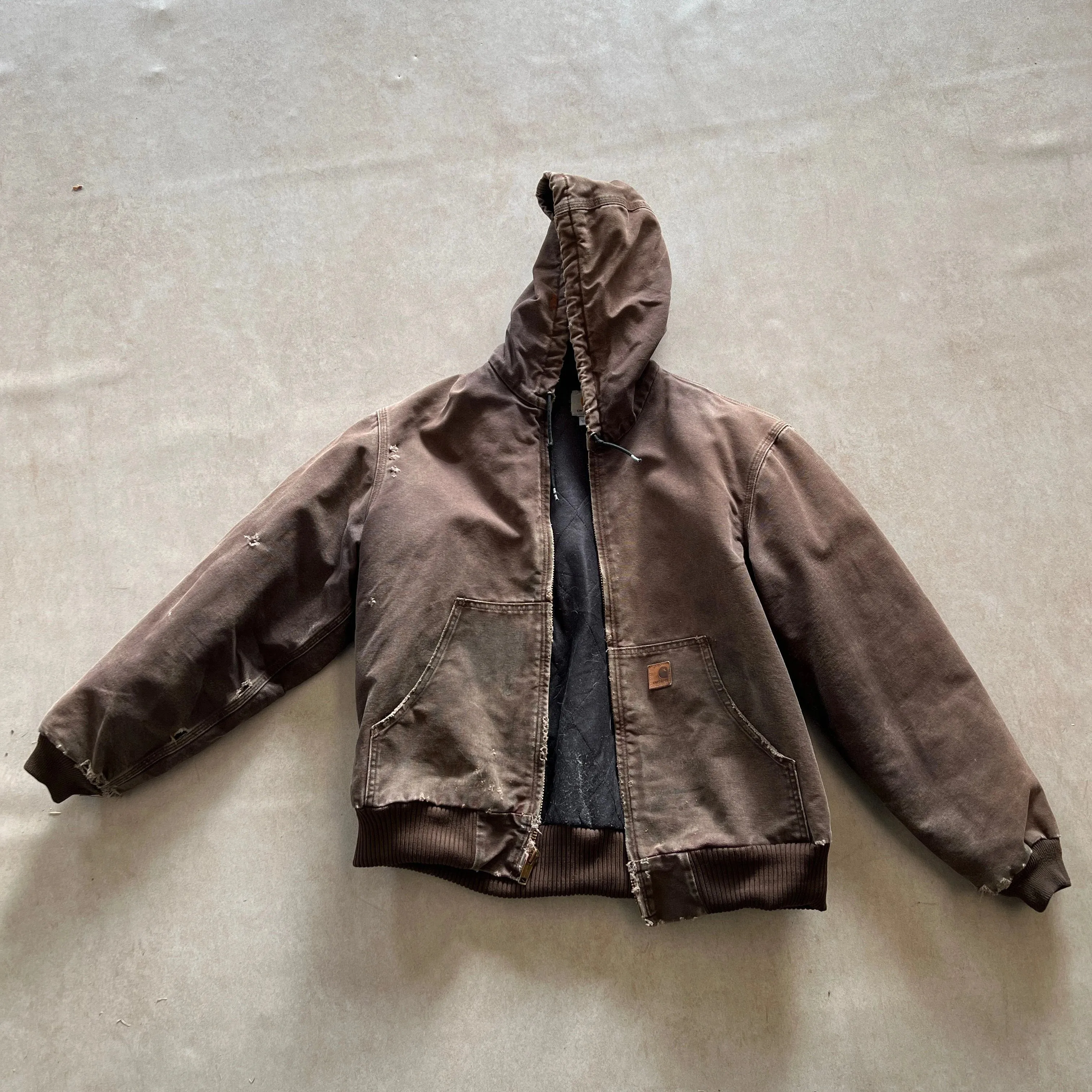 Vintage Carhartt Brown Active Hoodie Jacket - L