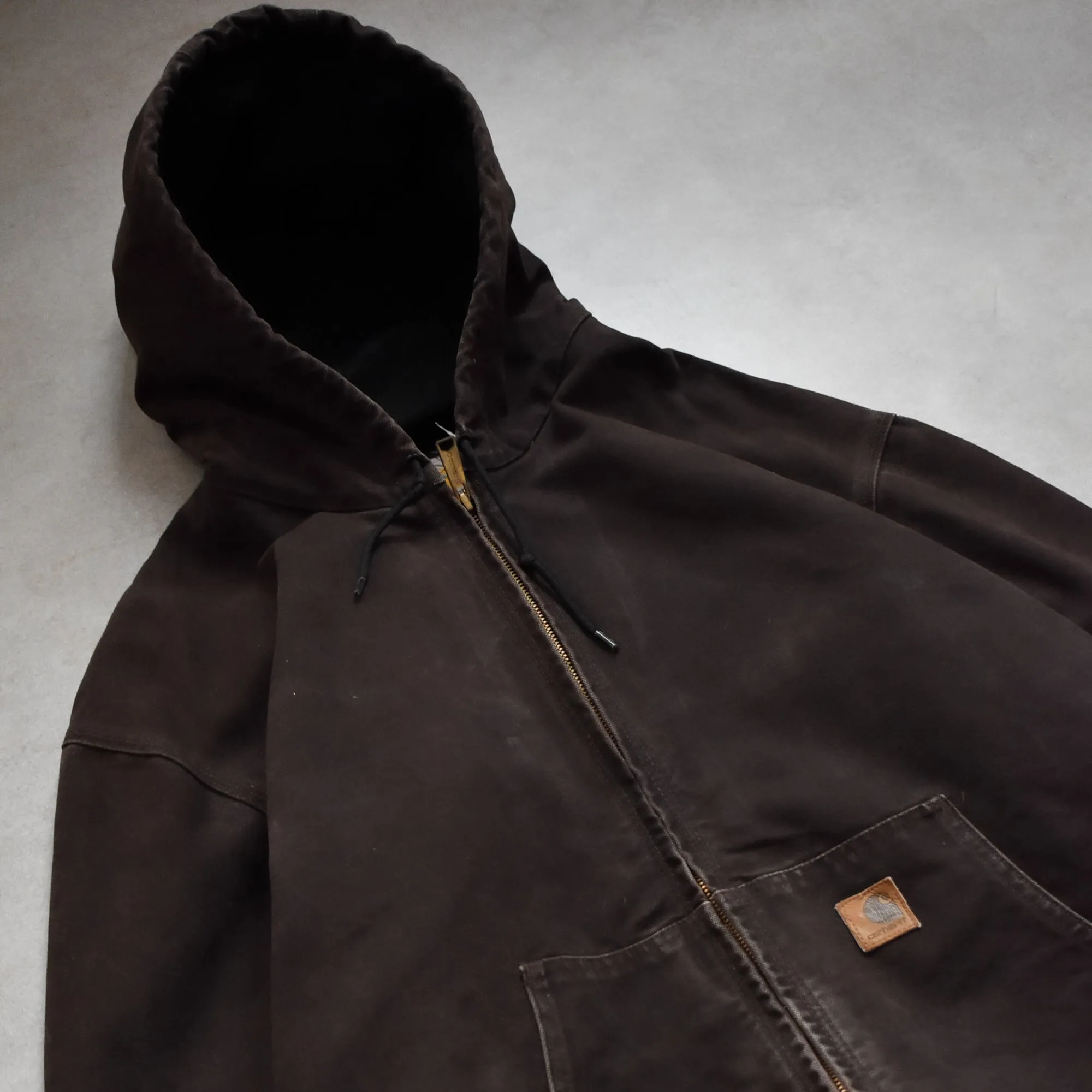 Vintage Carhartt Brown Active Hoodie Jacket - XL