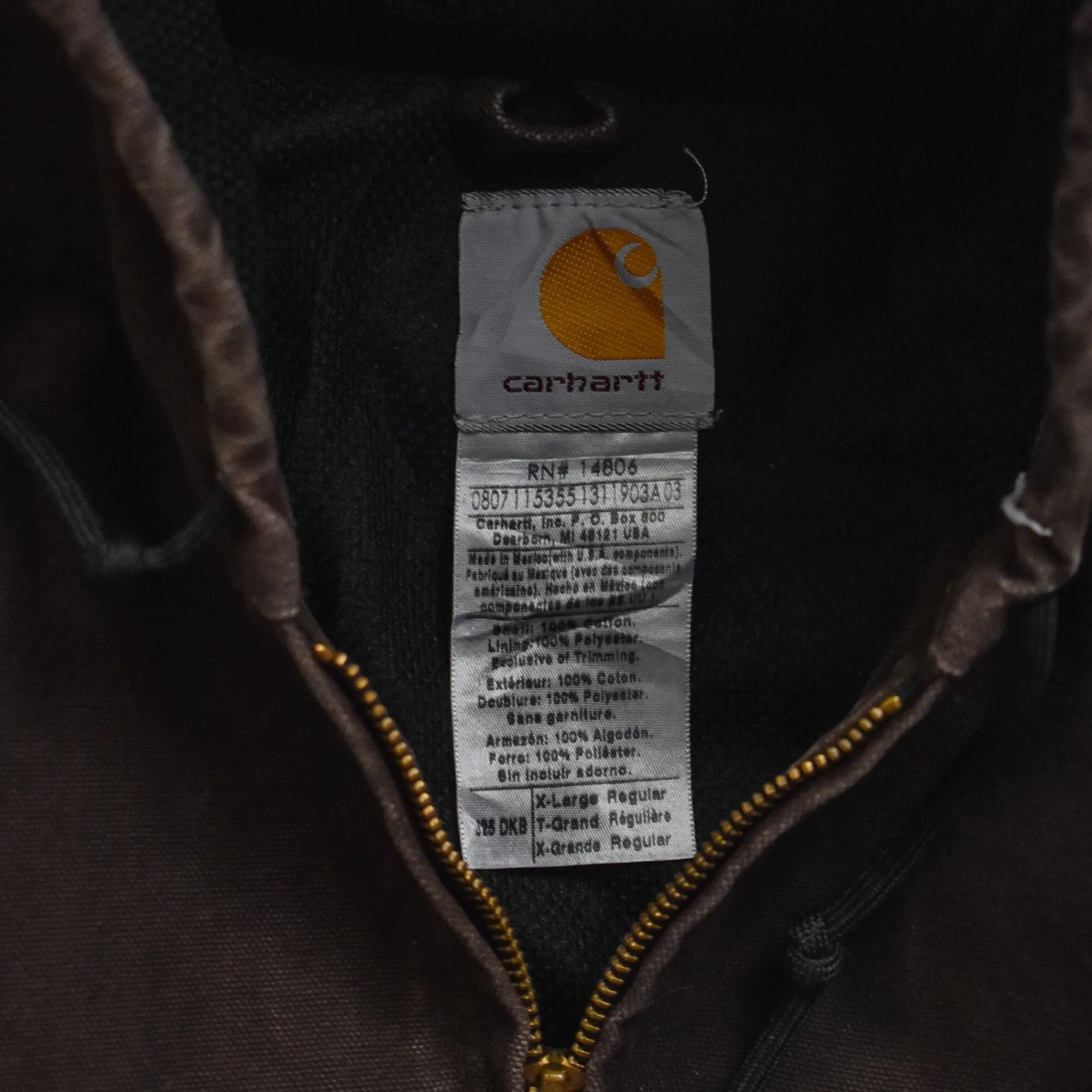 Vintage Carhartt Brown Active Hoodie Jacket - XL