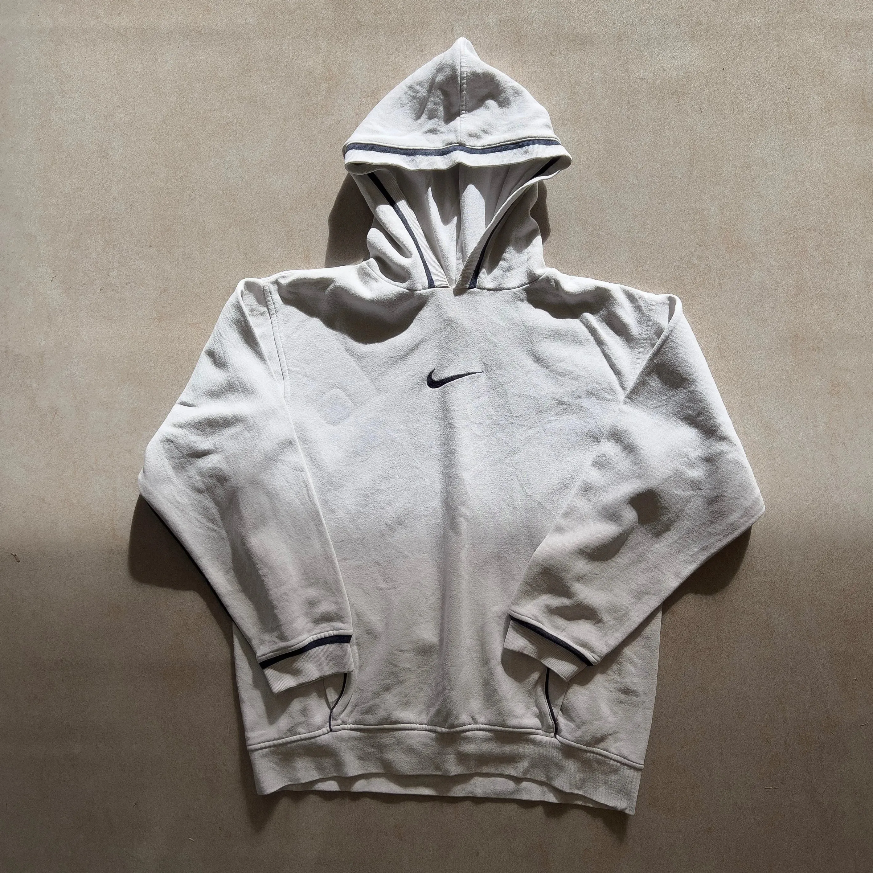 Vintage Nike Logo White Hoodie - XL