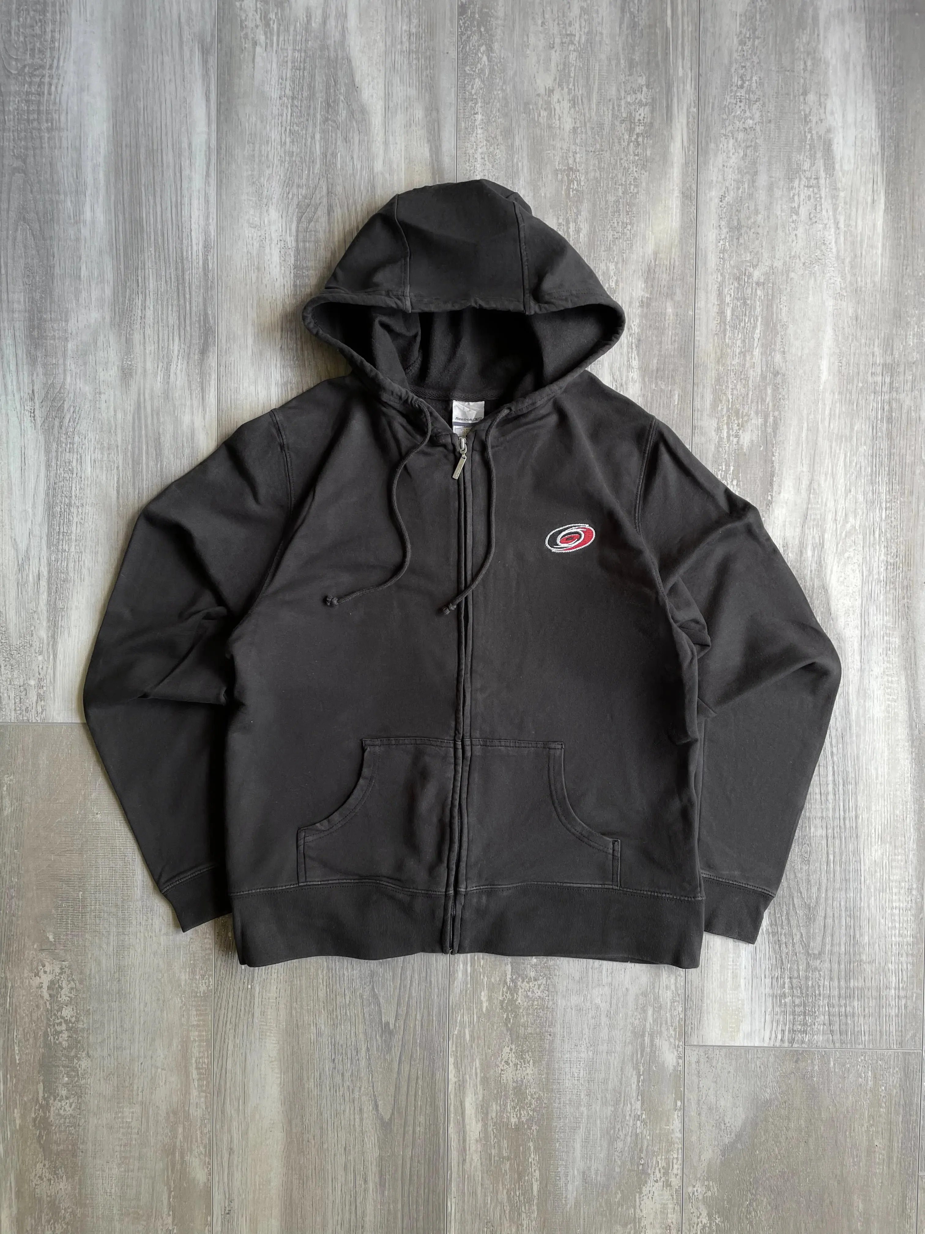 Vintage Reebok Black ZIp Up Hoodie - L