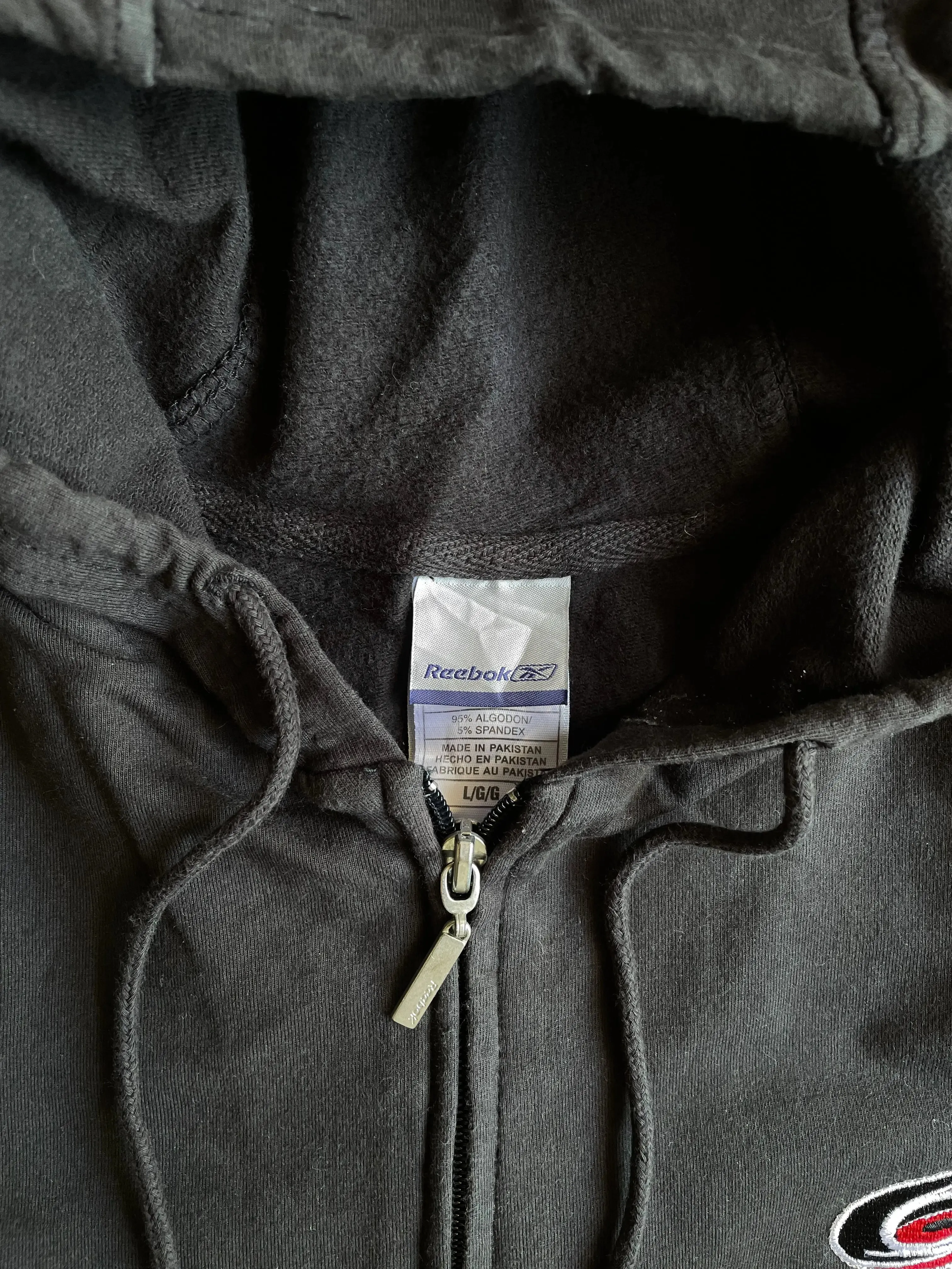 Vintage Reebok Black ZIp Up Hoodie - L