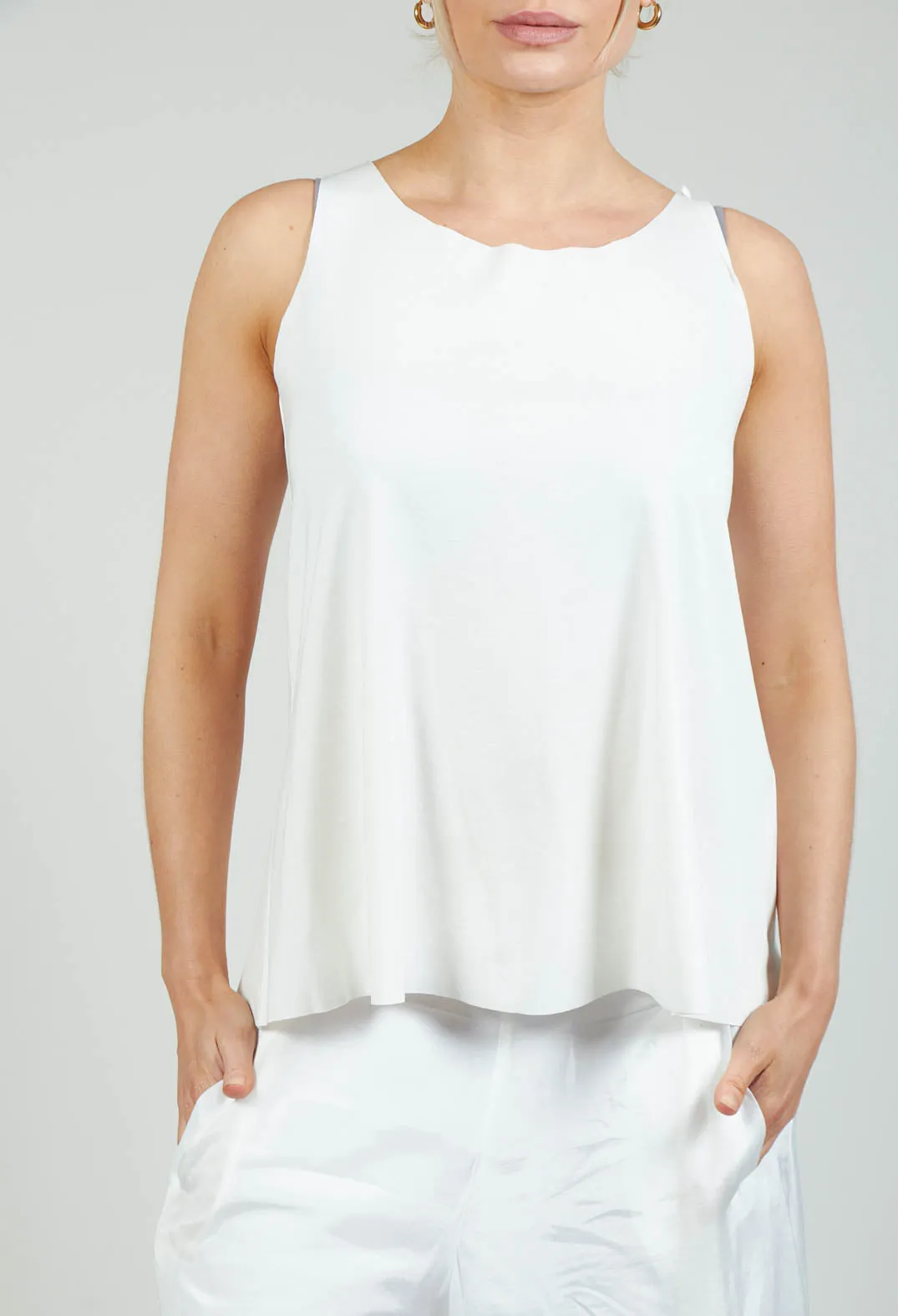 White Sleeveless Jersey Top