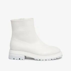 White women's leather ankle boot for sale.