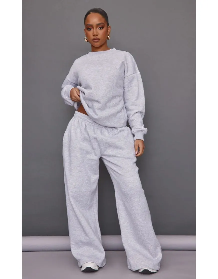 Wide Leg Joggers Pale Grey