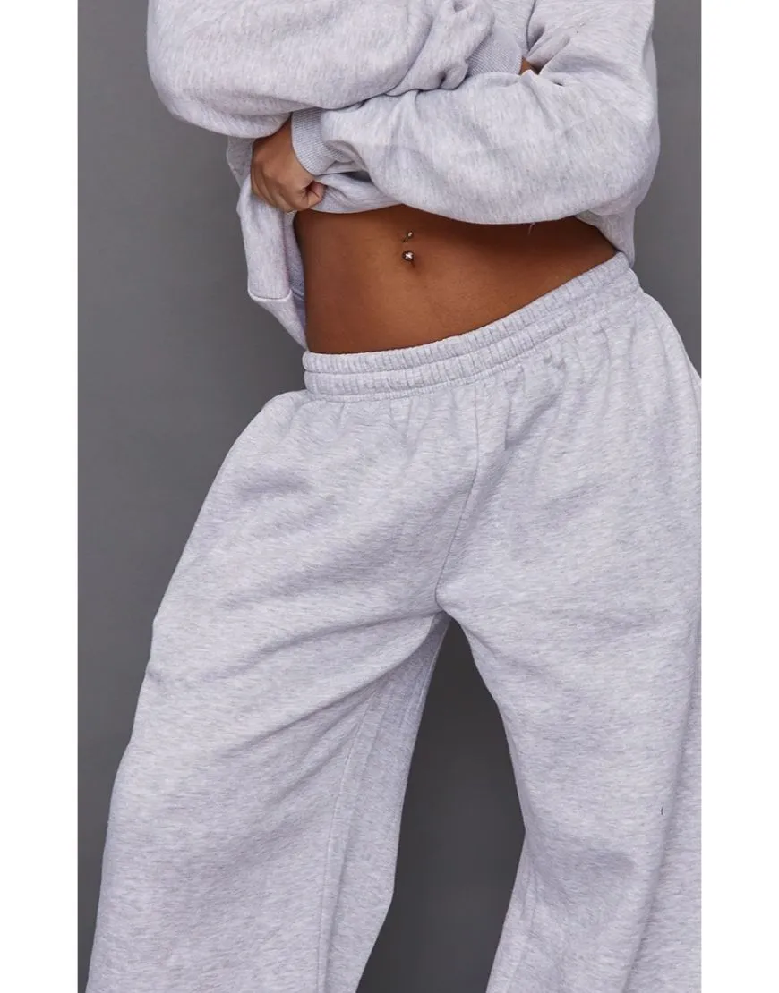 Wide Leg Joggers Pale Grey