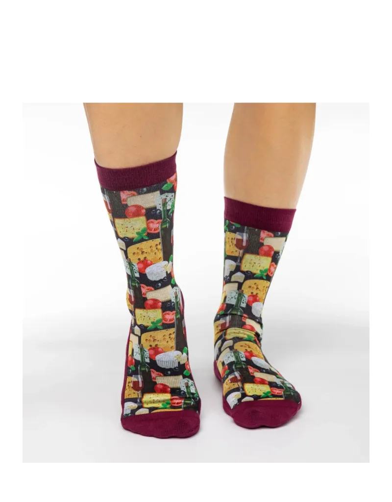 wine cheese socks