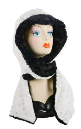 Winter Fur Scarf Hood in Black - Luxurious and Cozy