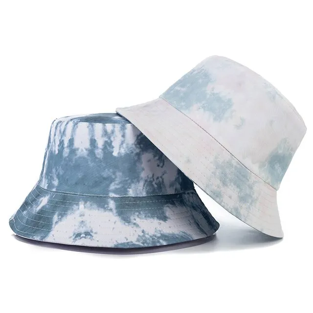 Women Bucket Hats Double-sided Wear Tie-Dye Printing Summer Women Cap