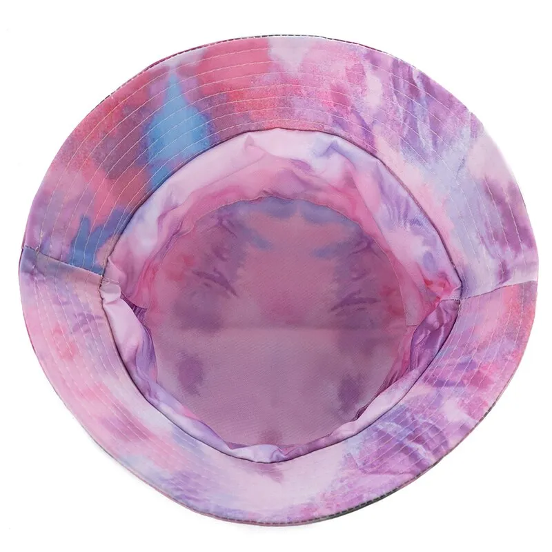 Women Bucket Hats Double-sided Wear Tie-Dye Printing Summer Women Cap