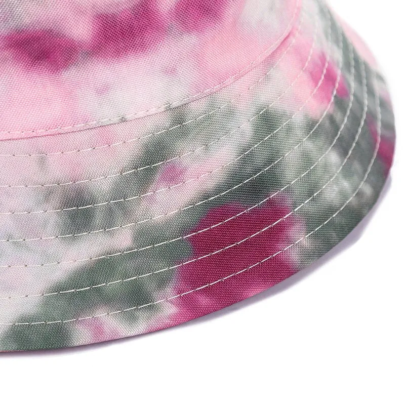 Women Bucket Hats Double-sided Wear Tie-Dye Printing Summer Women Cap