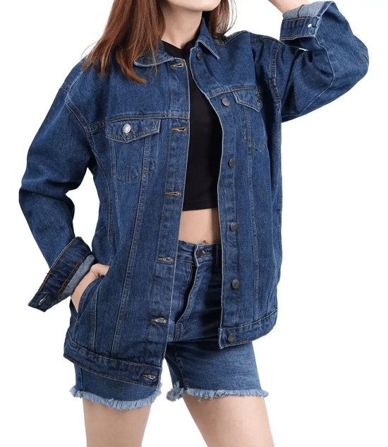 Women's Mid Blue Oversized Denim Jacket