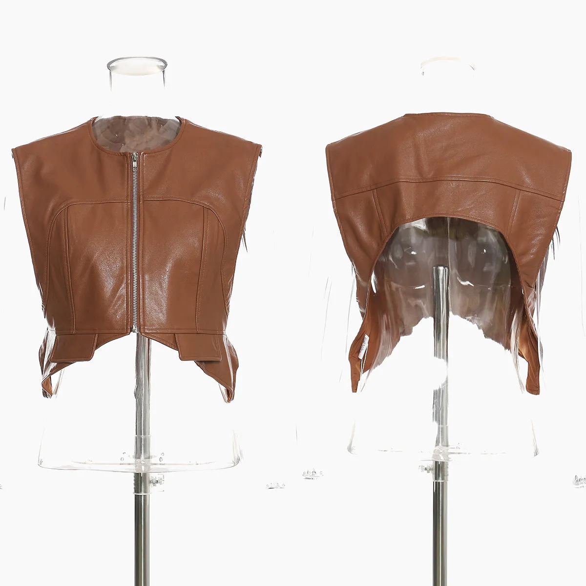 Womens Leather Mini Vest - Ashore Boutiques