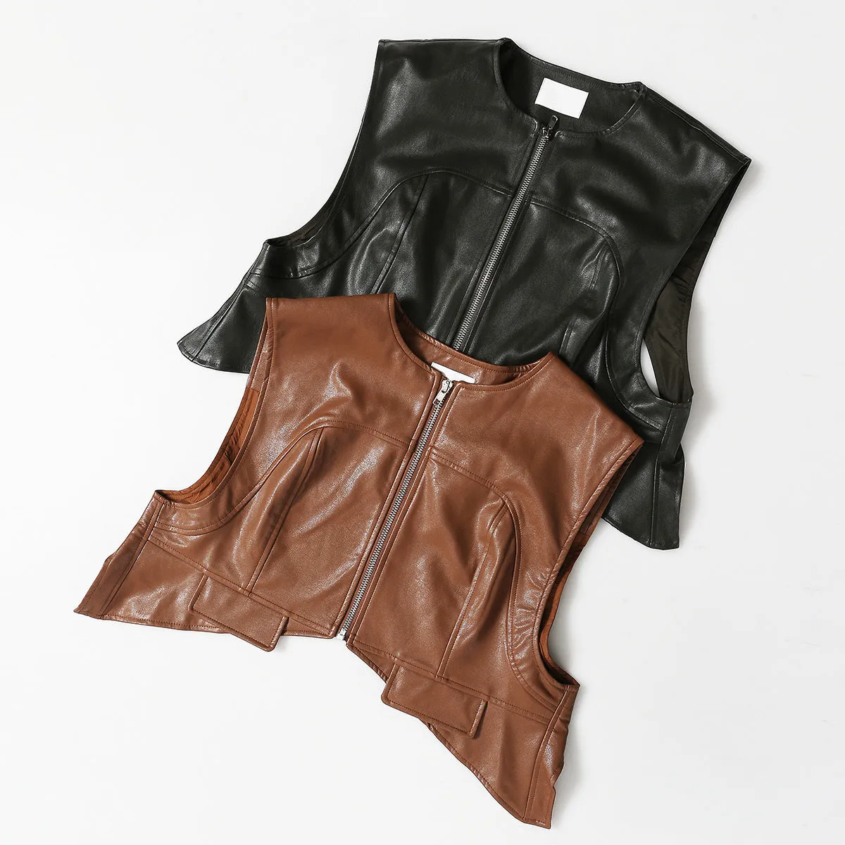 Womens Leather Mini Vest - Ashore Boutiques