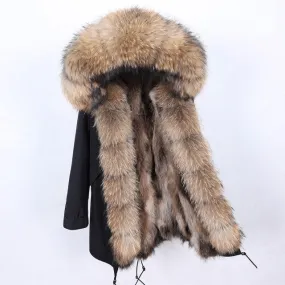 Women's Winter Jacket with Raccoon Fur Collar