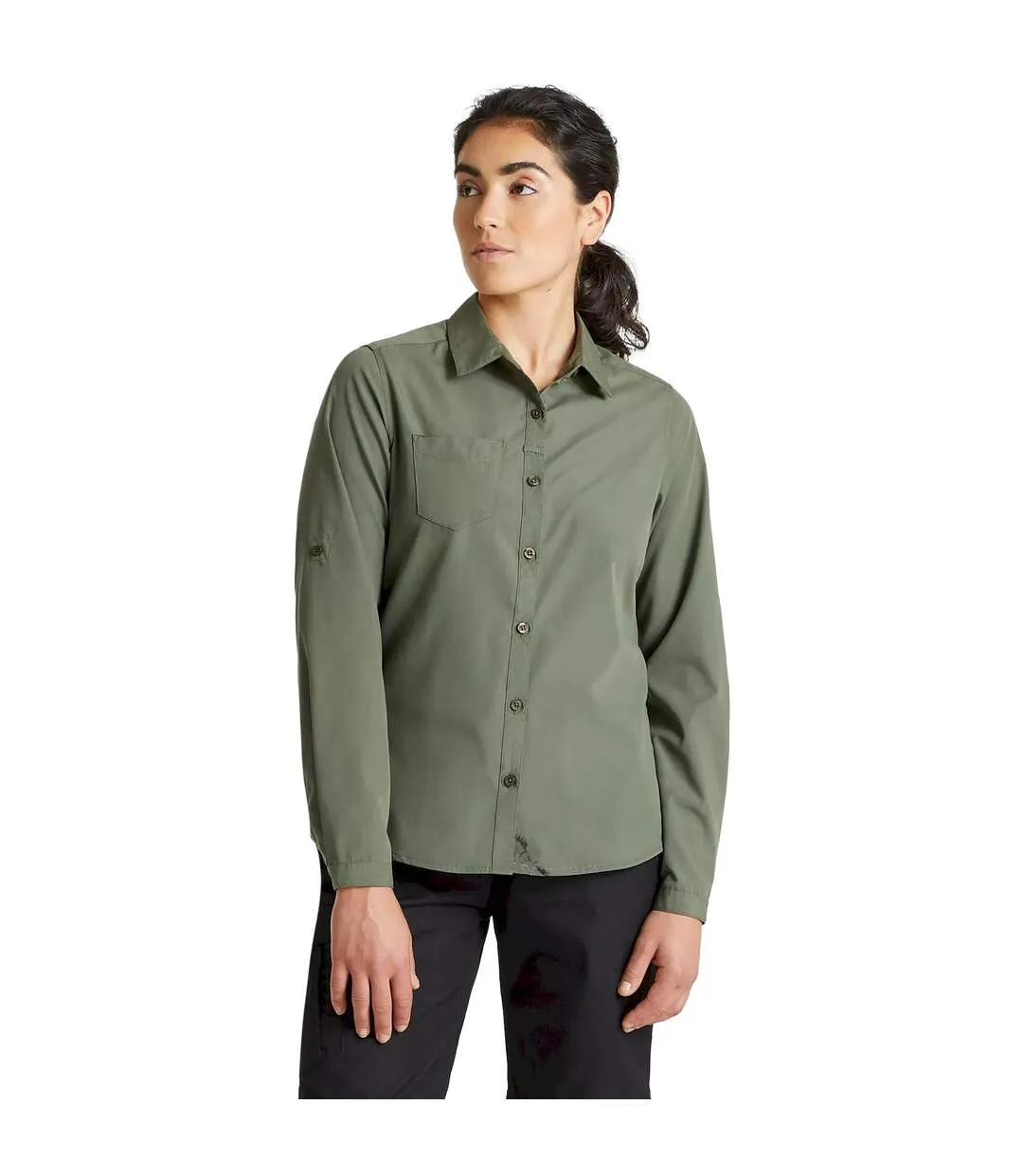 Womens/ladies expert kiwi long-sleeved shirt dark cedar green Craghoppers