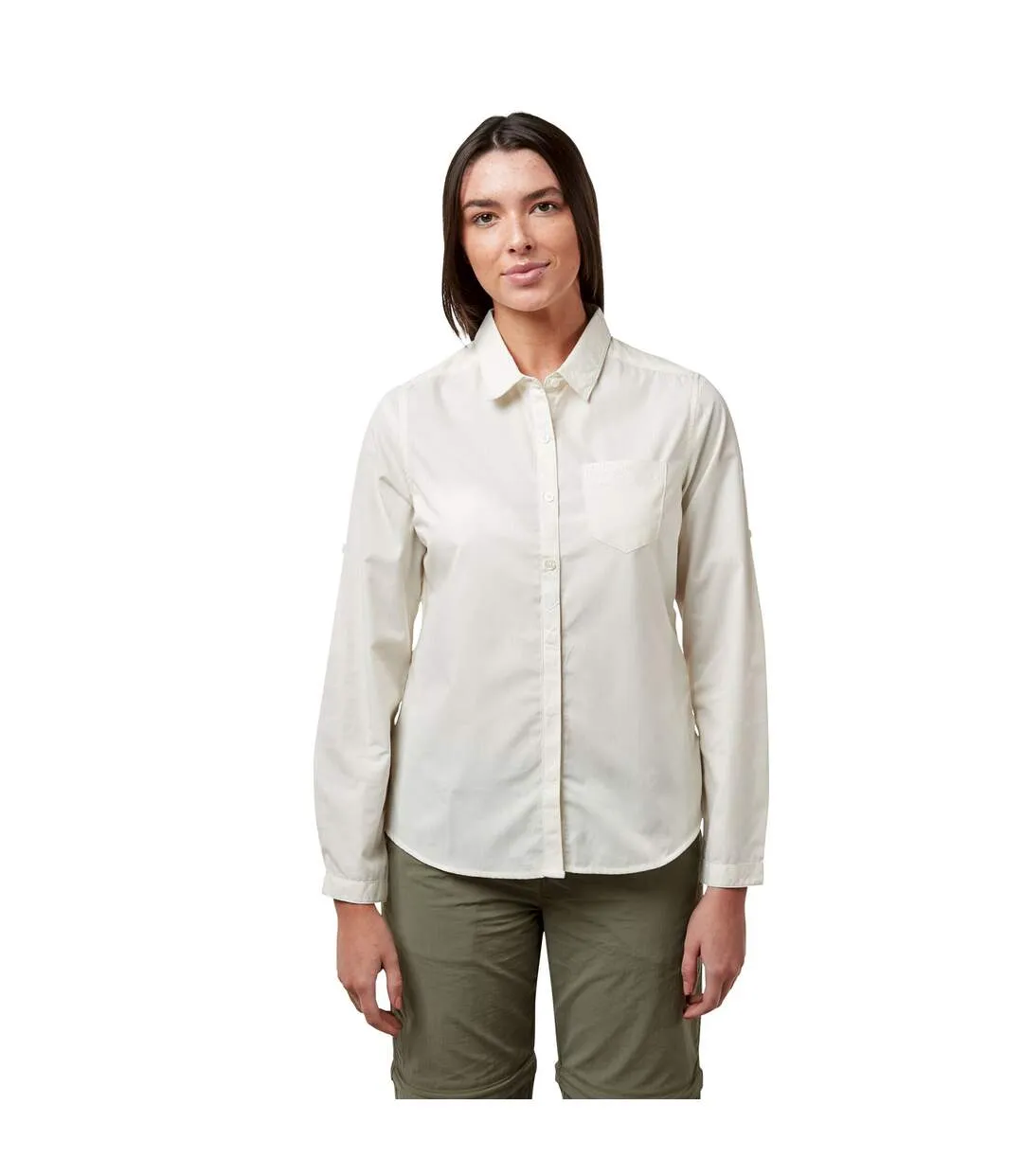 Womens/ladies kiwi ii long-sleeved shirt sea salt white Craghoppers