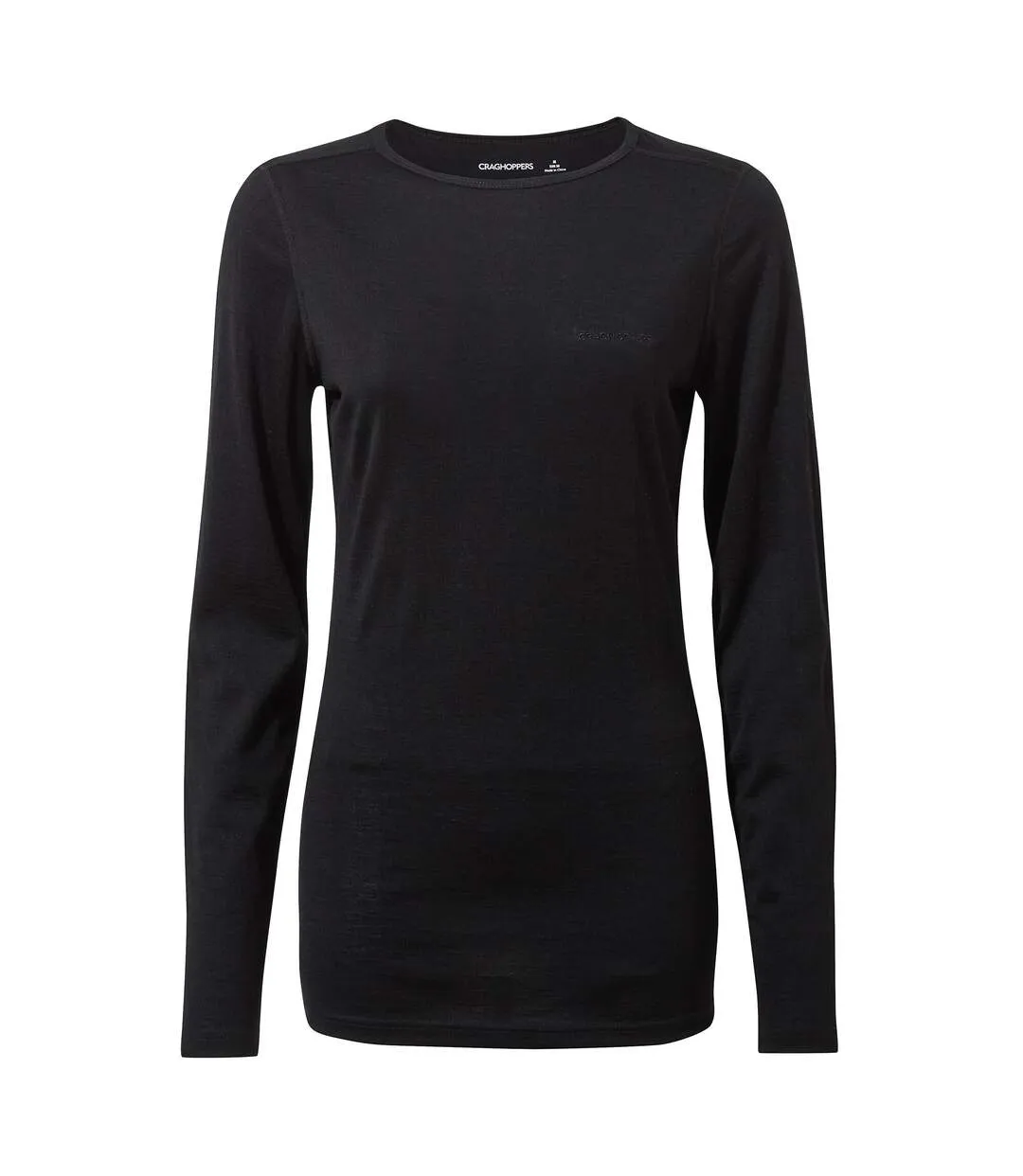 Womens/ladies merino crew neck long sleeve baselayer ii top black Craghoppers