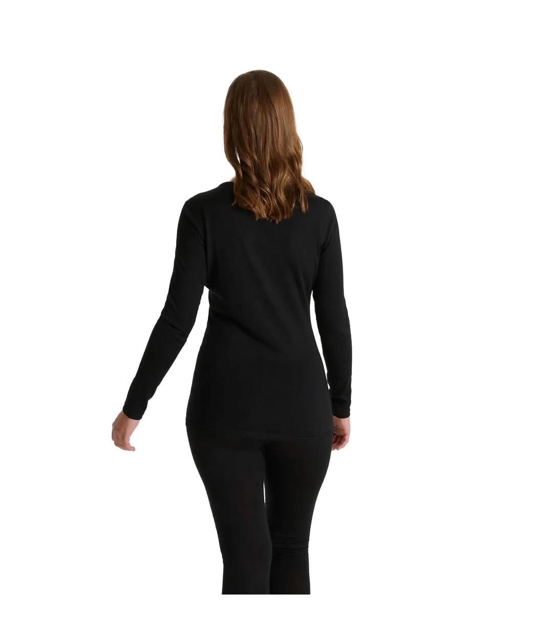 Womens/ladies merino crew neck long sleeve baselayer ii top black Craghoppers