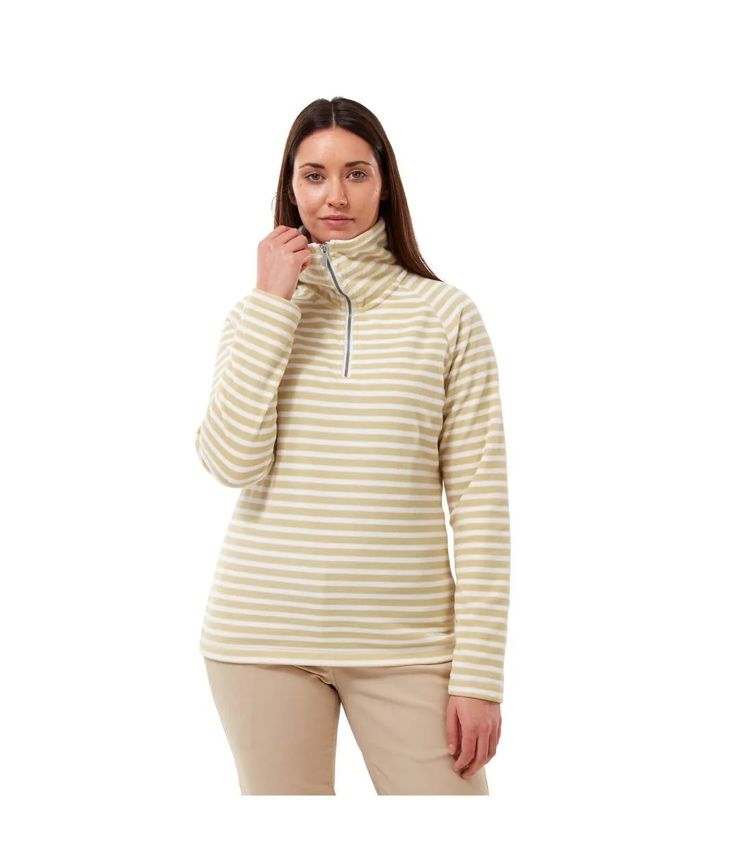 Womens/ladies natalia stripe half zip sweatshirt pale yellow Craghoppers