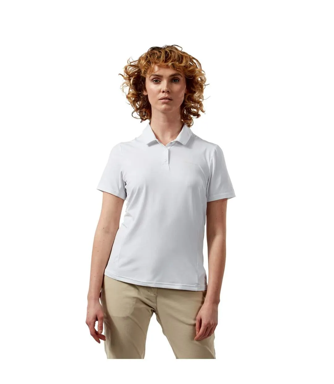 Womens/ladies pro short-sleeved polo shirt optic white Craghoppers