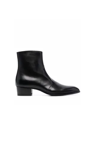 Wyatt Black Leather Zipped Boots