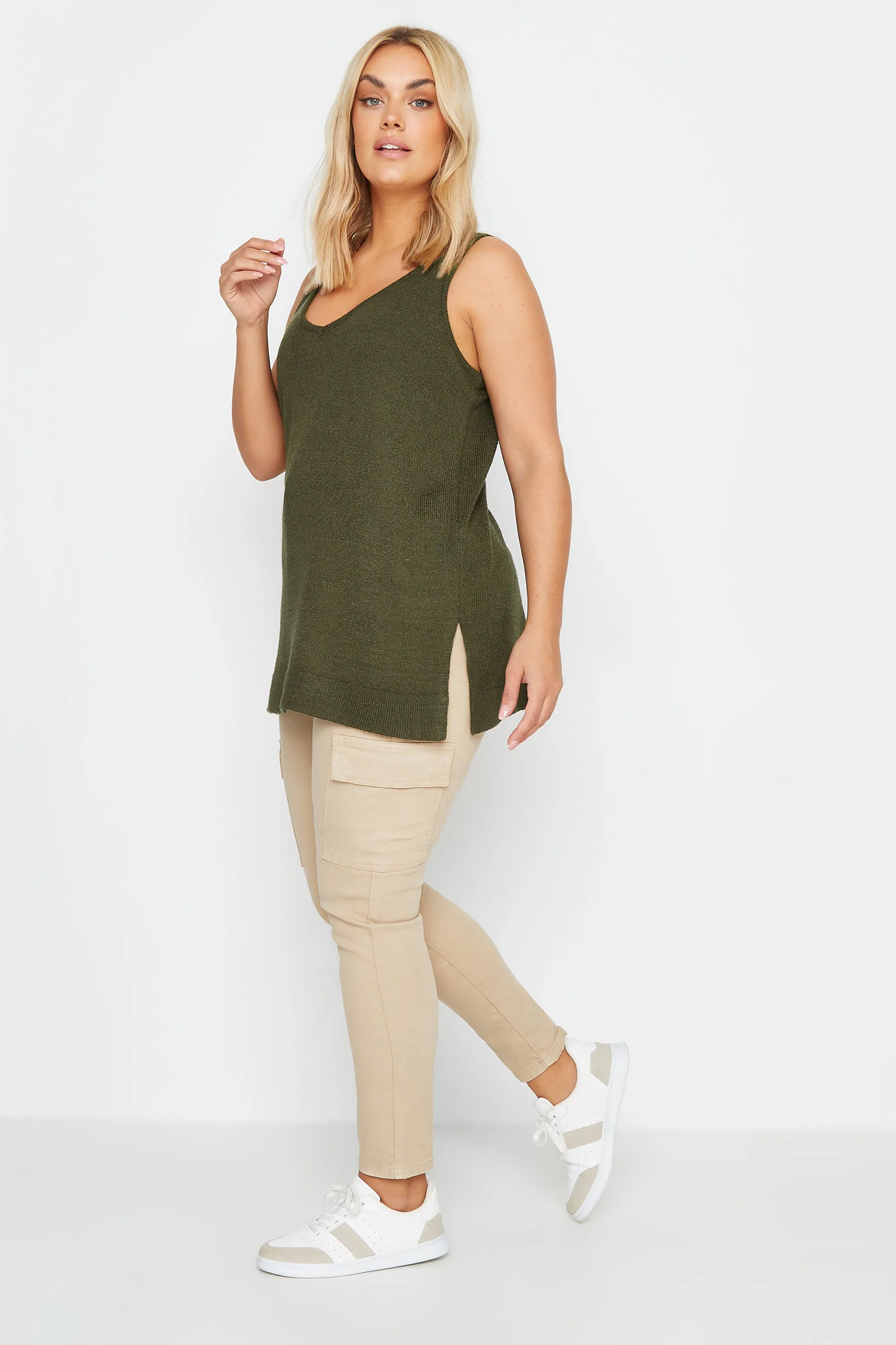 YOURS Green Knitted Vest Top - Curve Collection