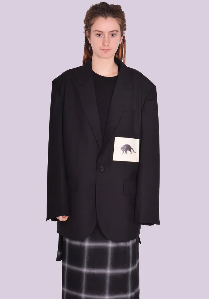 YUIKI SHIMOJI PATCHED BLAZER BLACK BLACK CAT