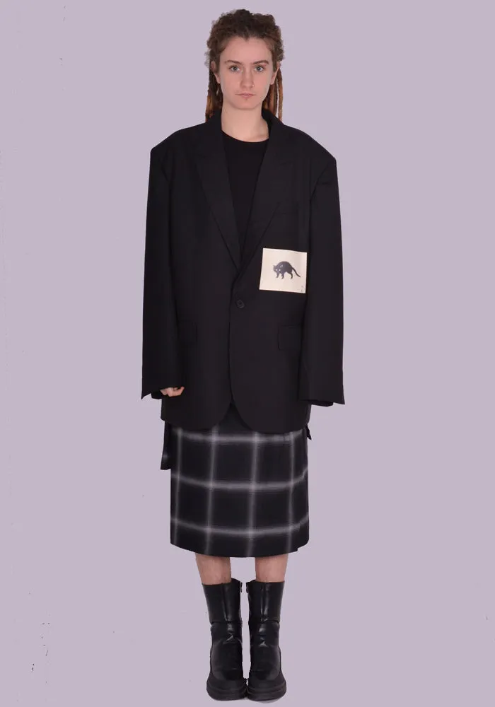 YUIKI SHIMOJI PATCHED BLAZER BLACK BLACK CAT