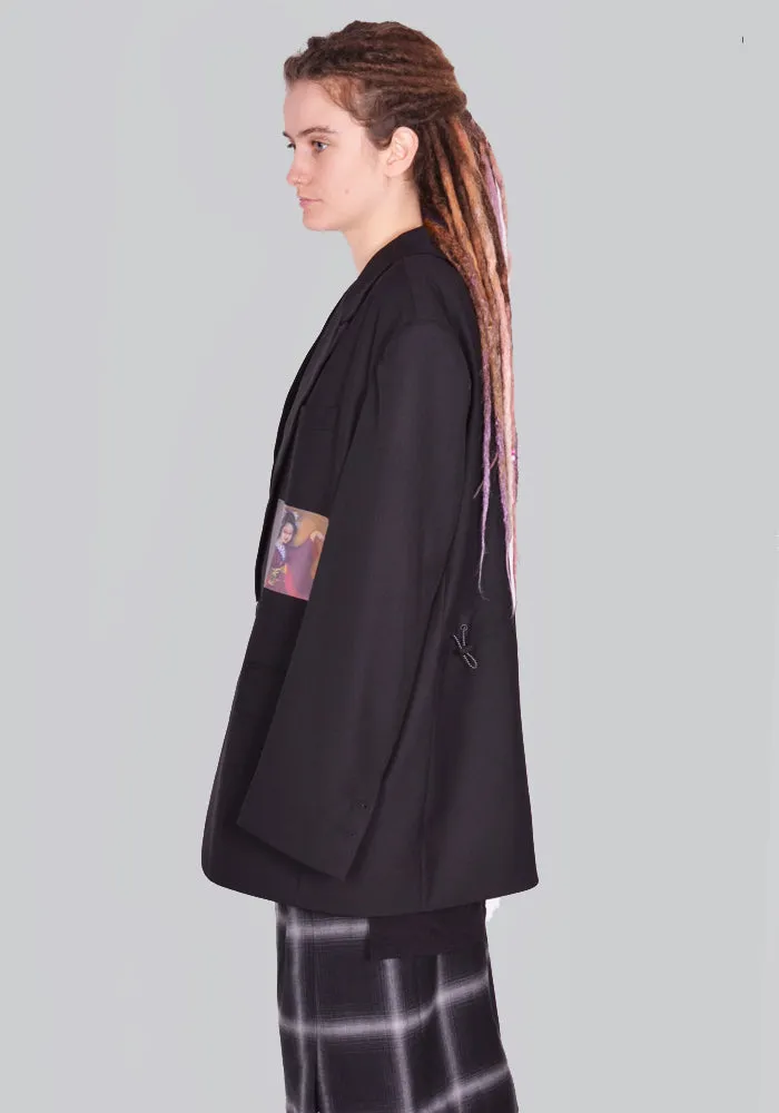 YUIKI SHIMOJI PATCHED BLAZER BLACK BLACK GEISHA GIRL