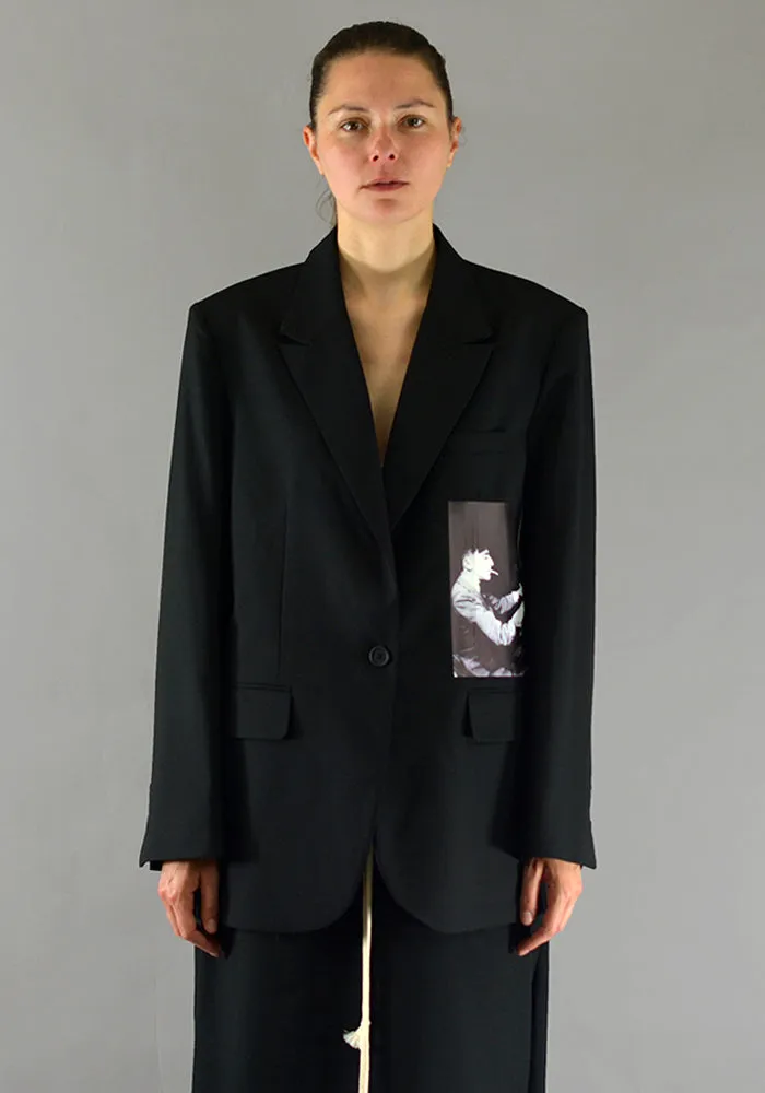 YUIKI SHIMOJI PATCHED BLAZER BLACK COCTEAU