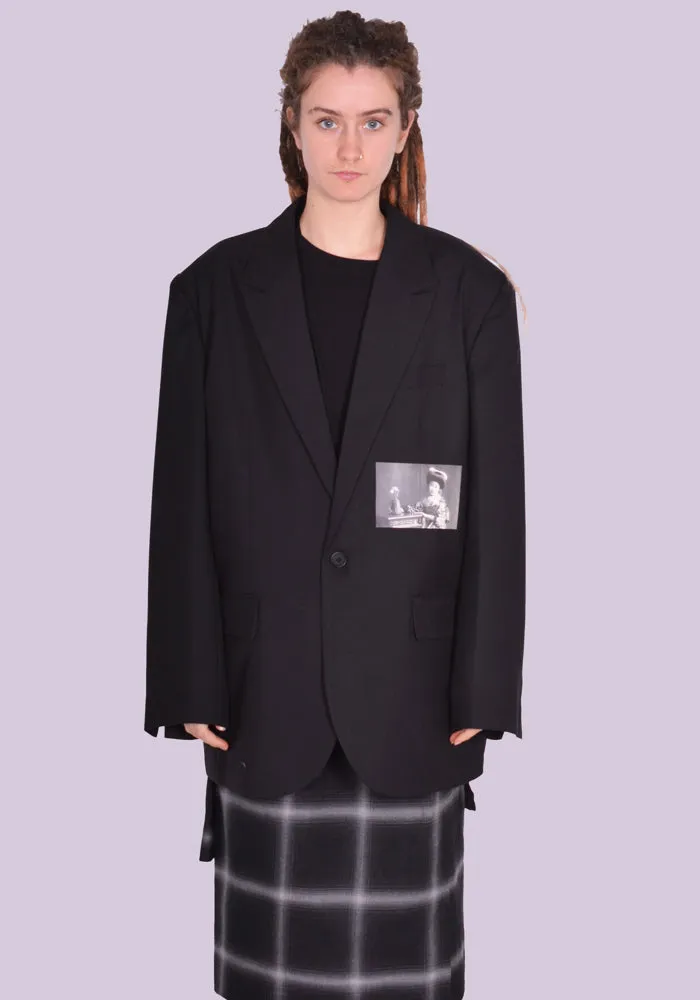 YUIKI SHIMOJI PATCHED BLAZER BLACK KIMONO GIRL