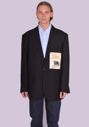 YUIKI SHIMOJI UNISEX PATCHED BLAZER BLACK TREECAT