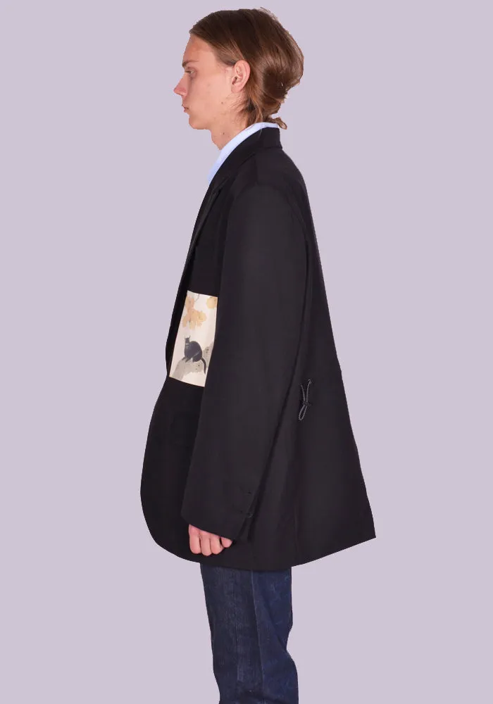 YUIKI SHIMOJI UNISEX PATCHED BLAZER BLACK TREECAT