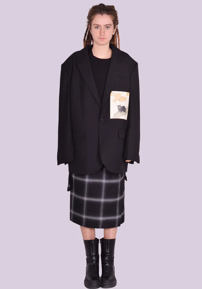 YUIKI SHIMOJI UNISEX PATCHED BLAZER BLACK TREECAT