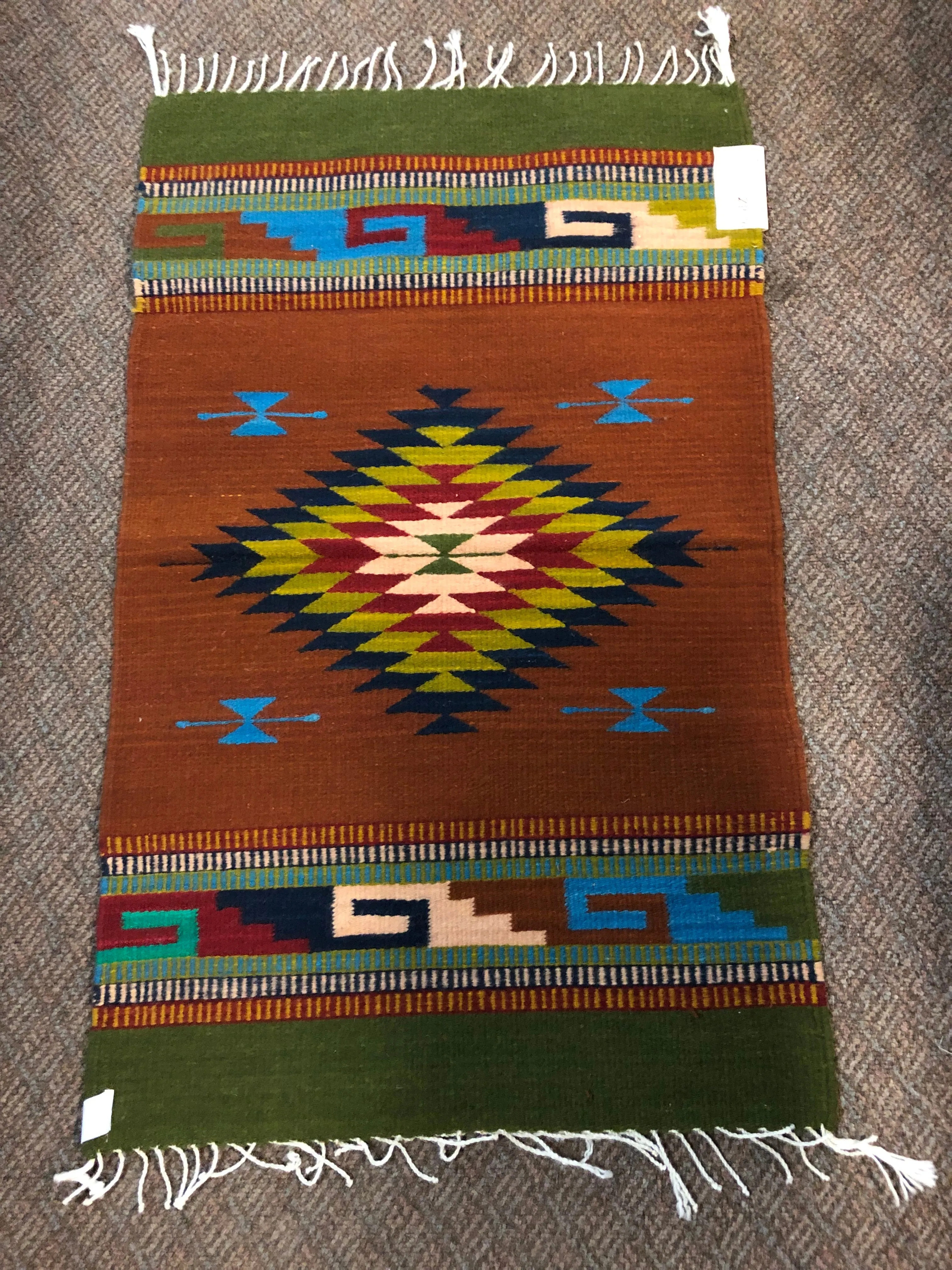 Zapotec wool mats, handmade and woven, size 21 x 43 ZP26